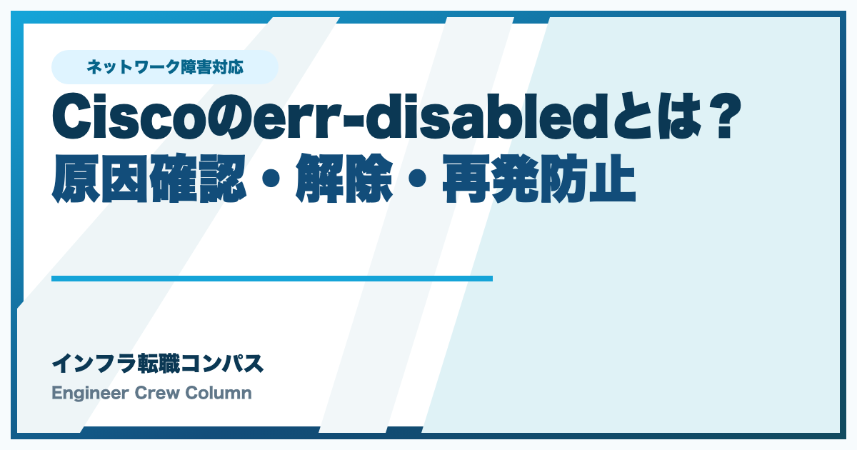 Ciscoのerr-disabledとは?原因確認・解除・再発防止