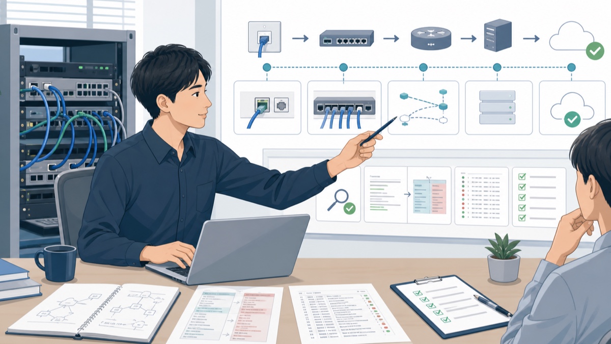 通信経路とログを順序立てて確認するネットワークエンジニアに向いてる人
